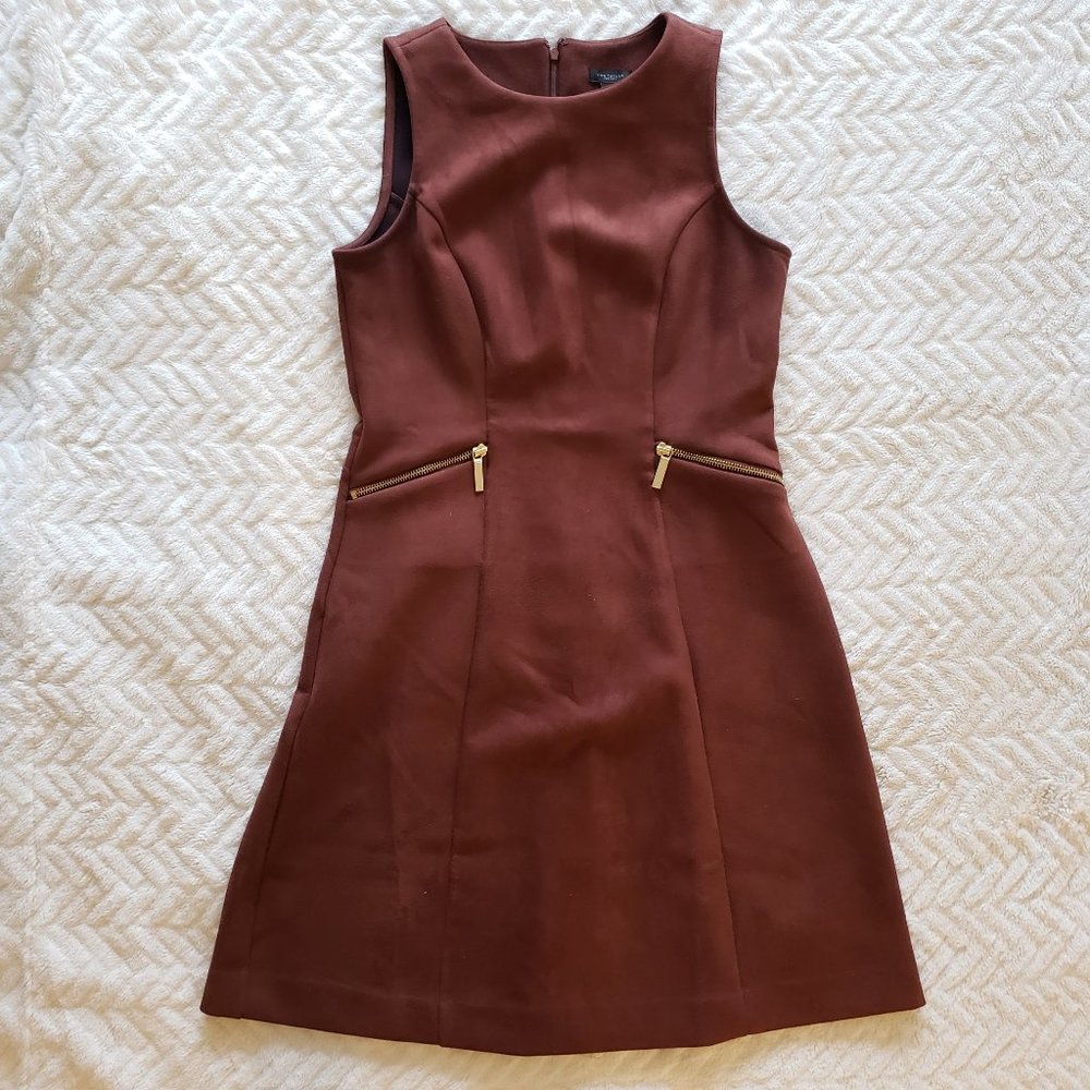 ANN TAYLOR Factory FAUX SUEDE BELTED A-line DRESS